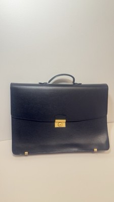 GIVENCHY all-leather business bag with gold hardware, black Authentic