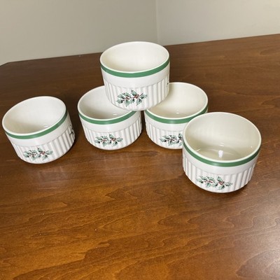Vtg.  Spode Christmas Tree Imperial Cookware Ramekins/Dip Bowls England Set of 5