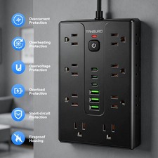 Power Strip Surge Protector with 16 AC Outlets and 6 USB Charging Ports 6.5Ft