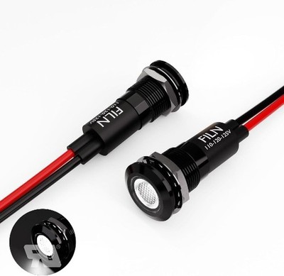 2PCS 12mm 1/2 Inch White LED Inicator Light Waterproof Metal Indicator Light