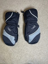 Head Junior Kids Ski Mittens Size Small Black Gray Side Zipper Faux Fur Lined