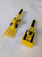 Constructive Eating Tractor Utensil Set, Fork And Pusher, Yellow