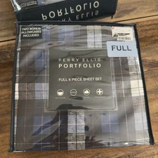 Perry Ellis Portfolio Plaid Sheet Set -6 Piece FULL NWOT