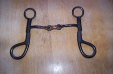 Used Dogbone Link Snaffle Bit 3 Piece Jointed 5" Sweet Iron Mouth 6" Shank