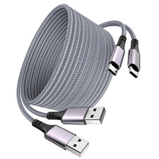 Extra Long USB C Charger Cable 16FT 2Pack,3.1A Braided PS5 Controller Charging C