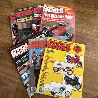 Vintage 1986 Cycle World Magazine Lot YAMAHA SUZUKI HONDA KAWASAKI 7 Issues - Image 1 of 4
