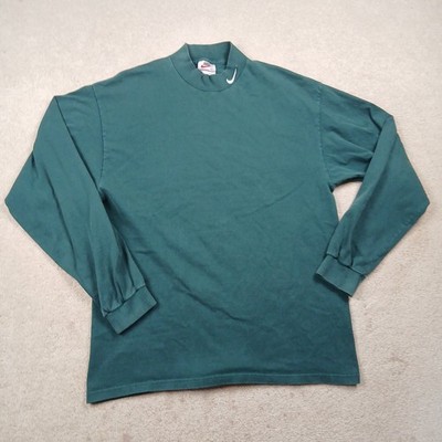 VTG Nike Mock Neck T Shirt Mens Large Green Made In USA White Tag 90s