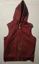 Carhartt Men's Sandstone Hooded Active Vest Red Quilted Lining Large 100121 640