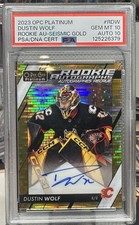2023-24 O-Pee-Chee Platinum - Rookie Auto Dustin Wolf #R-DW Seismic Gold /25