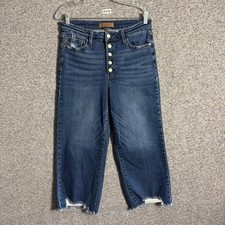 Judy Blue Women's Size 11/30 Dark Wash Blue High Rise Wide Leg Crop Jeans