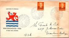GOLDPATH: Netherlands cover 1953 to USA first day special cancel CV937_P19