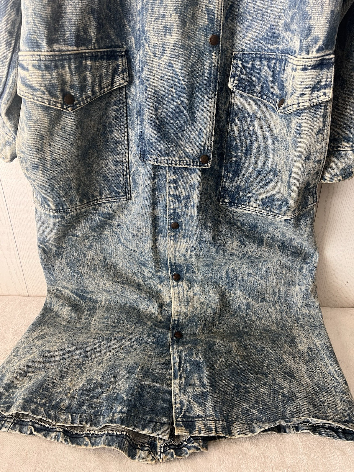VTG 1980’s Saddlesmith Outfitters Action Denim Duster Acid Wash Coat Chore Ranch