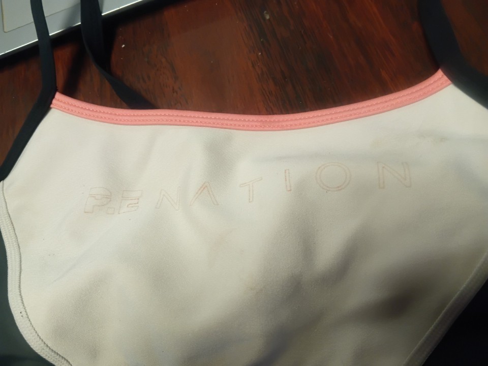 P.E Nation Women's XS Colourblock Sports Bra Black White Pink Wireless Medium