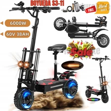 BOYUEDA S3-11 6000W Electric Scooter 60V38Ah 11" Off-Road E-Scooter 85KM/H +Seat
