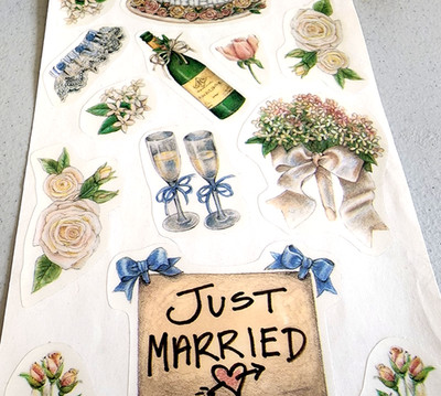 MAMBI Vintage 1999 Wedding Clear Stickers Sheet 5.5x12 Scrapbooking NOS Flowers