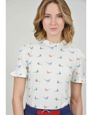 Hartwell Halbarmbluse Calista Stehkragen Kurzarm Tiermuster Damen NEU