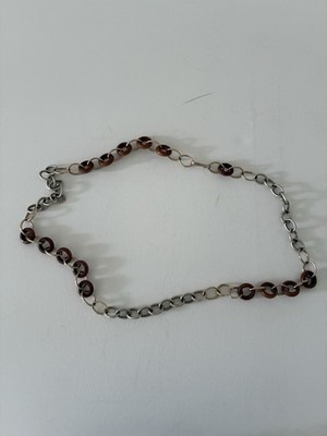 Vintage Holz Gliederkette Gürtel gold silberfarben 70er 80er Boho Taille Hüftgürtel