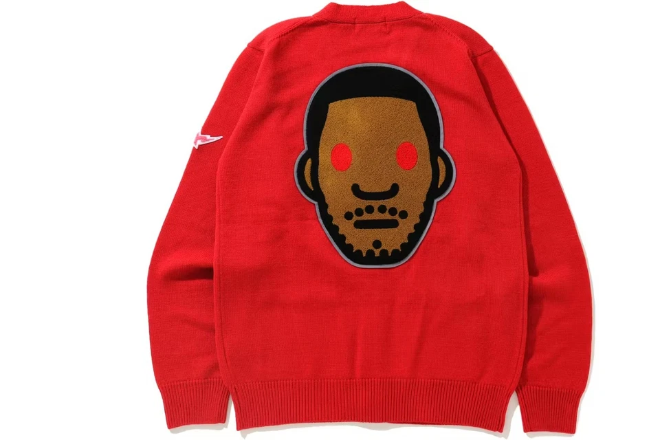 A BATHING APE BAPE x Kid Cudi Cardigan Red Rare Collab New Authentic SZ L Japan - Image 2 of 4