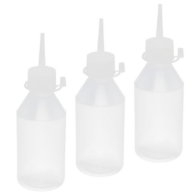 3 Pcs Squeeze Measuring Bottle, Lab Dispensers with Sharp Mouth (Clear, 100ML)