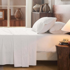 100 Linen Sheet Set Queen Size Extra Deep Pocket Fits 18-24 Inch Mattress, Brea