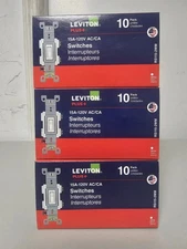 Leviton 10,20,30 Pack Single Pole Wall Light Switch 15A 120V RS115-2WM White New