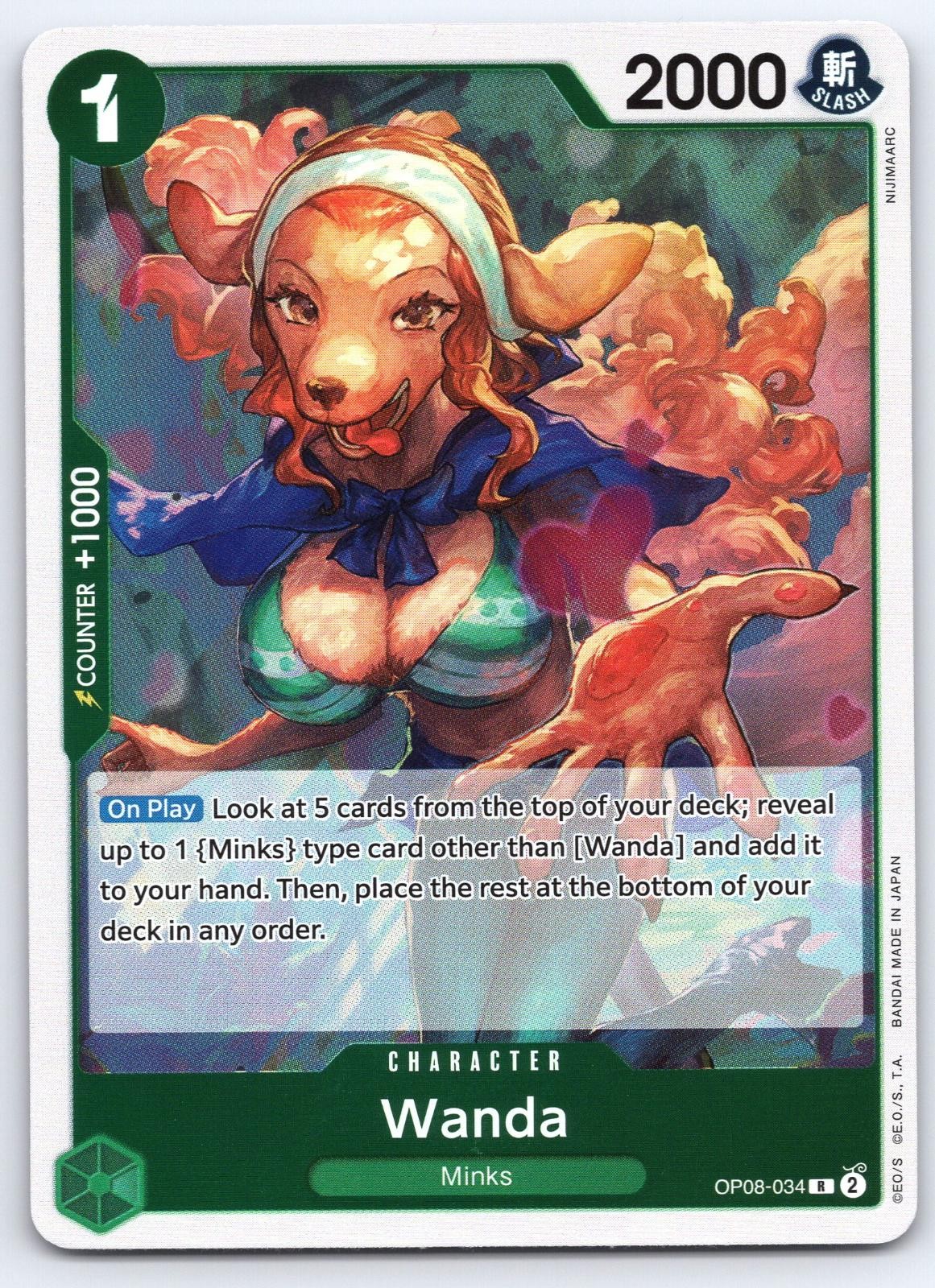 Wanda OP08-034 Rare Two Legends One Piece Foil Near Mint