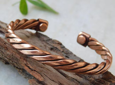 Pure Copper Magnetic Bracelet Arthritis Pain Therapy Energy Cuff Bangle