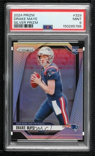 2024 Panini Prizm Rookies Silver Prizm Drake Maye #329 PSA 9 MINT Rookie RC