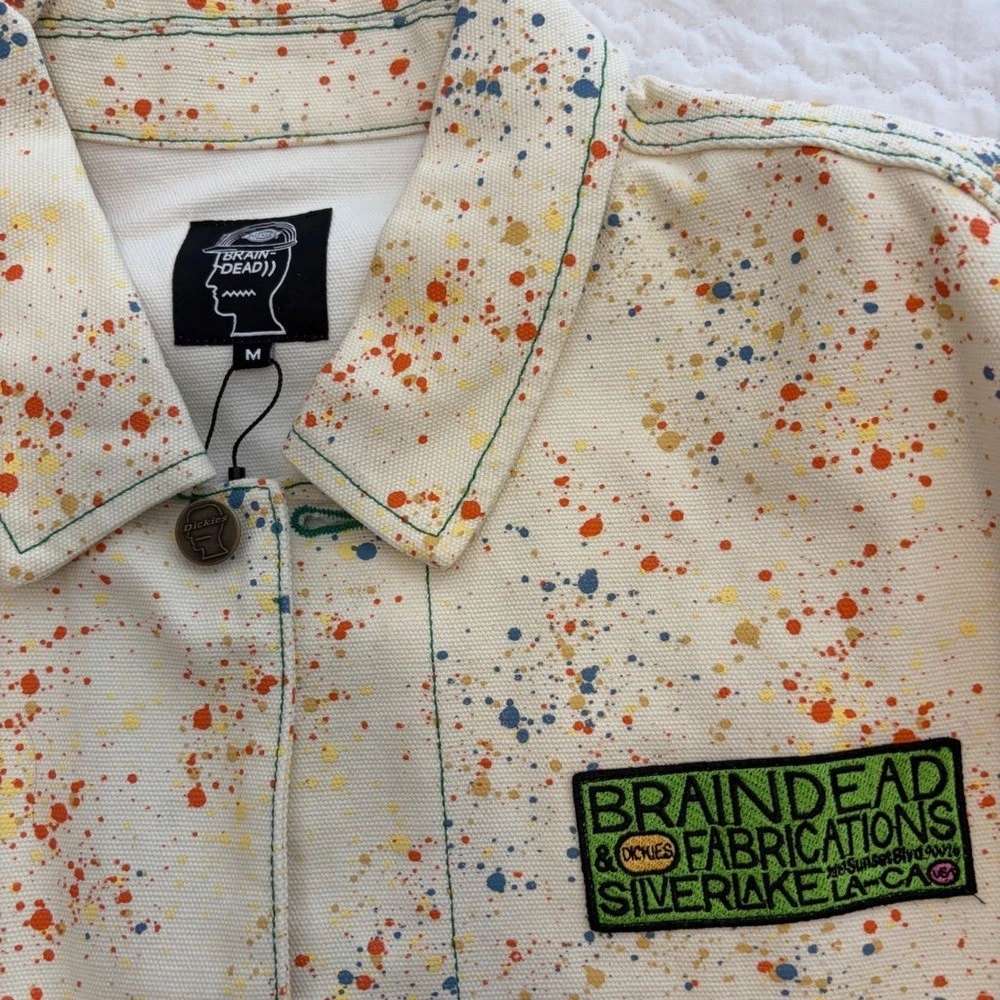 Brain Dead Dickies Gardening Jacket Whisper White Paint Splatter DK011243 Mens M - product detail image 2