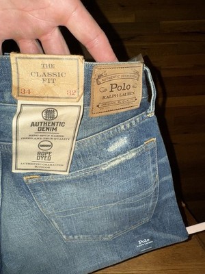 NWT Polo Ralph Lauren Classic Fit Distressed Patchwork Jeans Men s 34X32