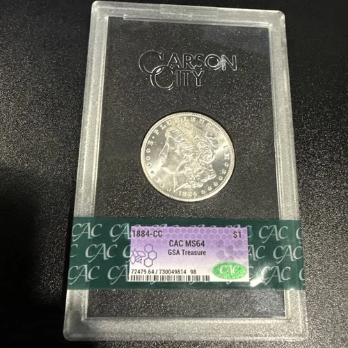 1884-CC $1 Morgan Silver Dollar CACG MS64 GSA Treasure CAC Certified