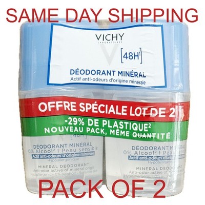 Vichy 48H Mineral Deodorant Roll-On 2 x 50ml NEW