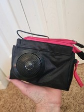 Przenośna torba głośnikowa z przewodem pomocniczym Dwie torebki na zamek błyskawiczny Czarny Różowy