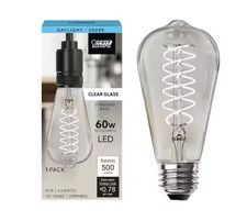 60-Watt Equivalent ST19 Dimmable Spiral Filament Clear Glass E26 Vintage Edison