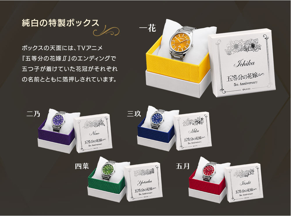 The Quintessential Quintuplets xSeiko collaboration wristwatch by Satsuki Nakano