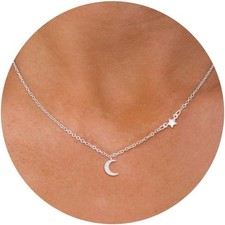 Dainty Necklace- Moon Star Softball Bat Cross Bow Cowboy Boot Evil Eye Silver