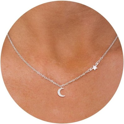 Dainty Necklace- Moon Star Softball Bat Cross Bow Cowboy Boot Evil Eye Silver 