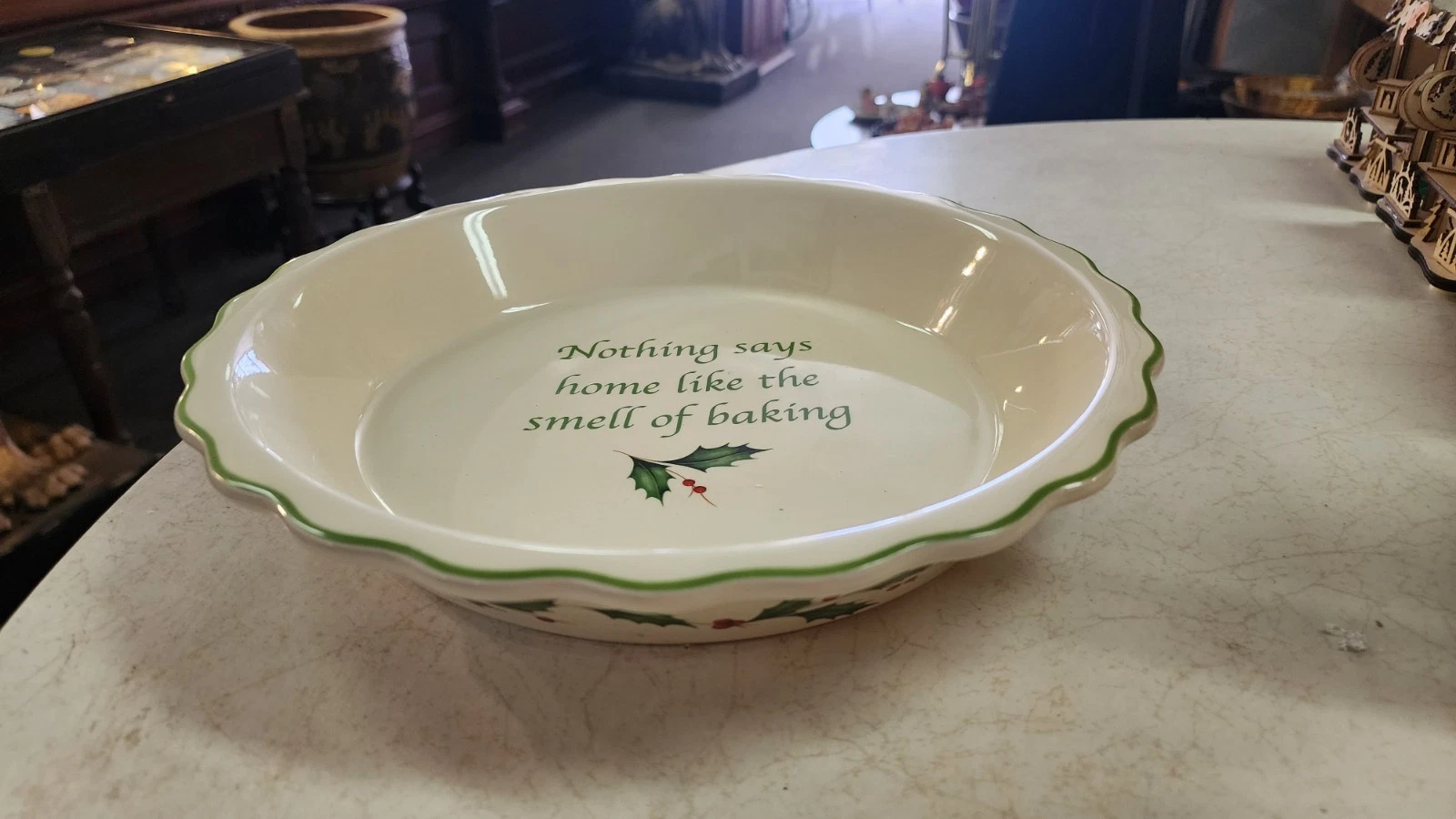 Lenox Holiday pie plate baking dish "Nothing says Home Like the Smell of Baking"