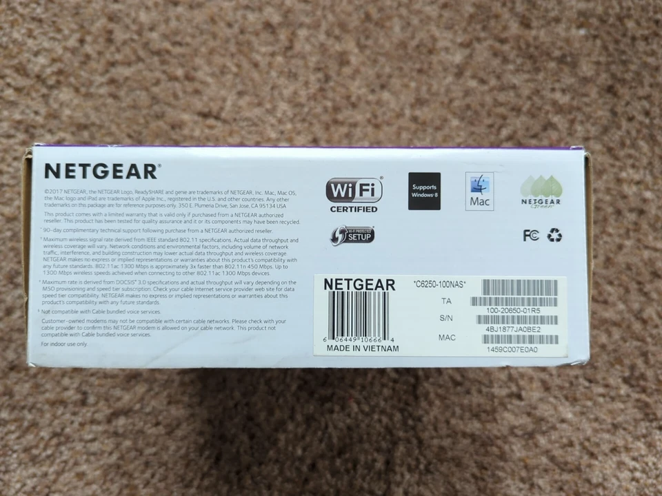 NETGEAR AC1600 Wifi Cable Modem Router Combo C6250-100NAS - Image 2 of 4