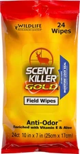 Wildlife Research Scent Killer Gold Field Wipes 24 Pack Hunting Odor Control