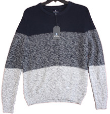 Ben Sherman Sweater Mens Medium Navy Blue Gray Colorblock Crewneck Knit NWT 109