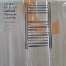 Electric Towel Rail Radiator Curved Chrome Compact Vertical Modern 700x400mm