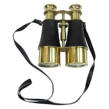 Brass Binoculars w/ Faux Leather Wrap - Pirate Decor