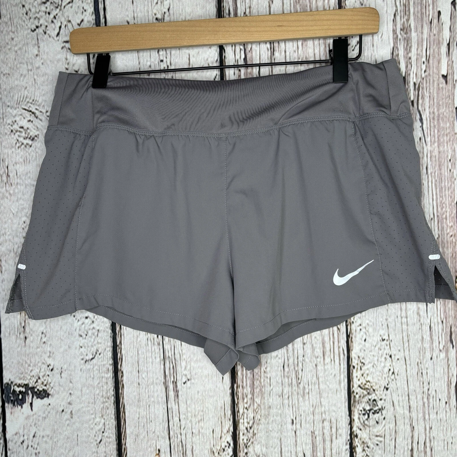 Nike Dri Fit Gray Grey Large Running Shorts Lined Activewear Breathable Mesh EUC