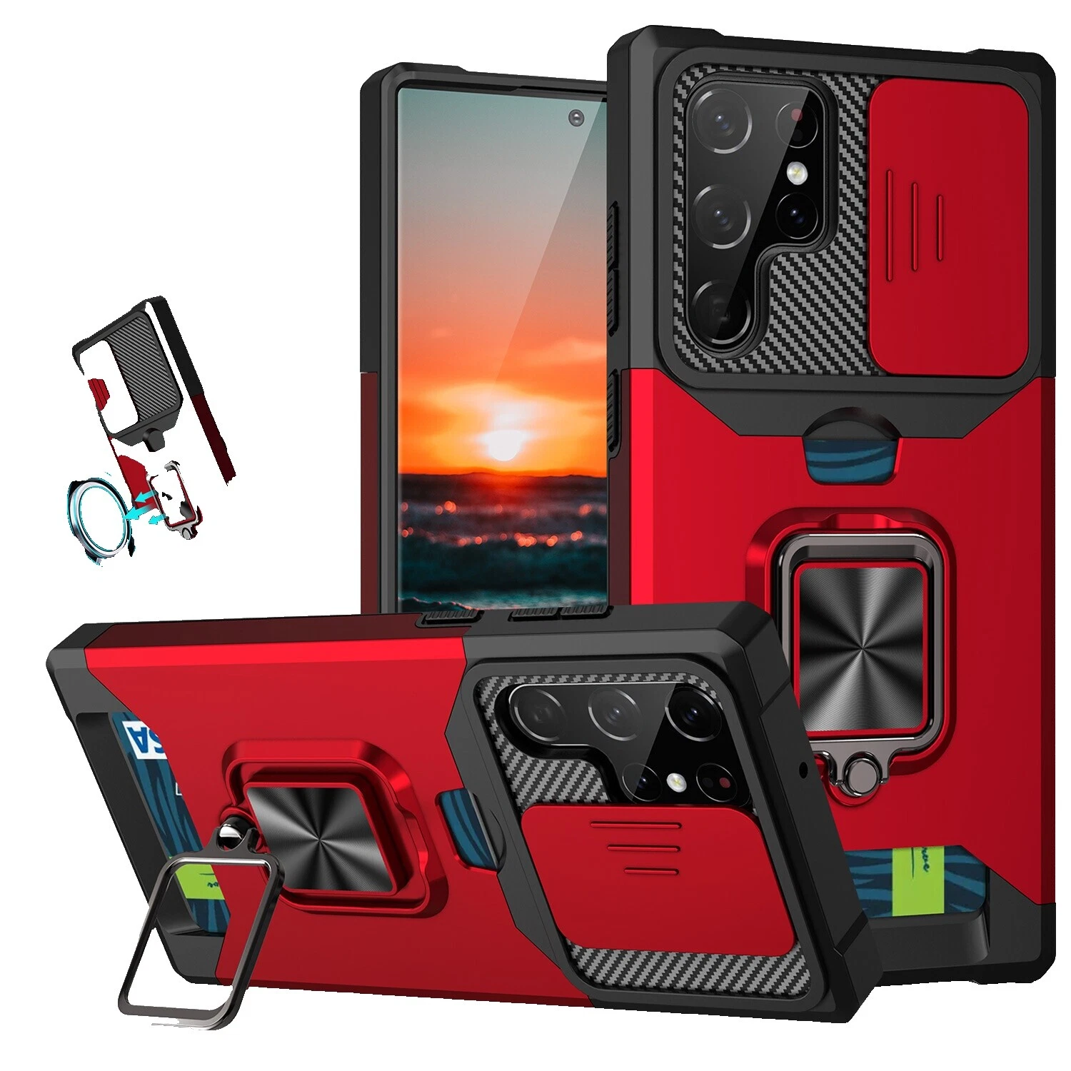 Plástico rígido Estuches, fundas y cubiertas para teléfonos celulares con Bolsillo Tarjeta Para Samsung