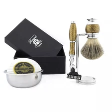 US Men's Body Shaving Kit Male Grooming Set with Brass & Stainless Steel Quality