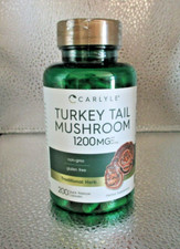 TURKEY TAIL MUSHROOM 1200mg Gluten free 200 capsules Brand CARLYLE Made in USA