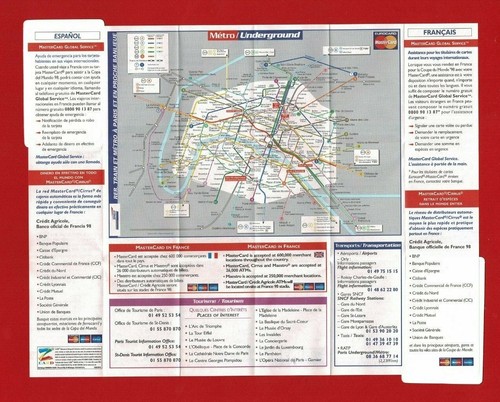 FRANCE '98 - FOOTBALL WORLD CUP 1998 MEMORABILIA - PARIS STREET MAP (TE12) - Picture 4 of 4