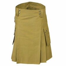 Khaki Men Fashion Sport Utility Kilt Deluxe Kilt Adjustable