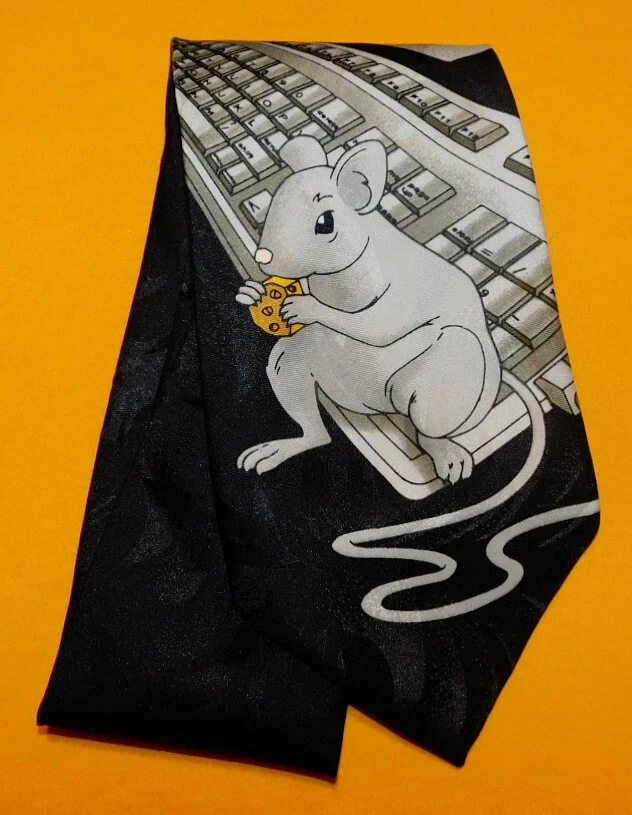 МУЖСКАЯ ЗАВИСИМОСТЬ ЧЕРНЫЙ/СЕРЫЙ КОМПЬЮТЕР/МЫШЬ МОТИВ ВСЕ ПОЛИЭСТЕР ГАЛСТУК - ГАЛСТУКИ. - Изображение 2 из 3